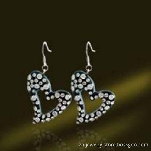 Rhinestone Stud Earrings, Made of Alloy